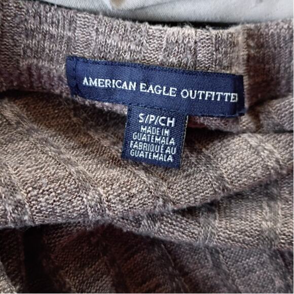 AMERICAN EAGLE Soft Knit Waterfall Cardigan Brown Taupe Longline Layering Small - Picture 6 of 10